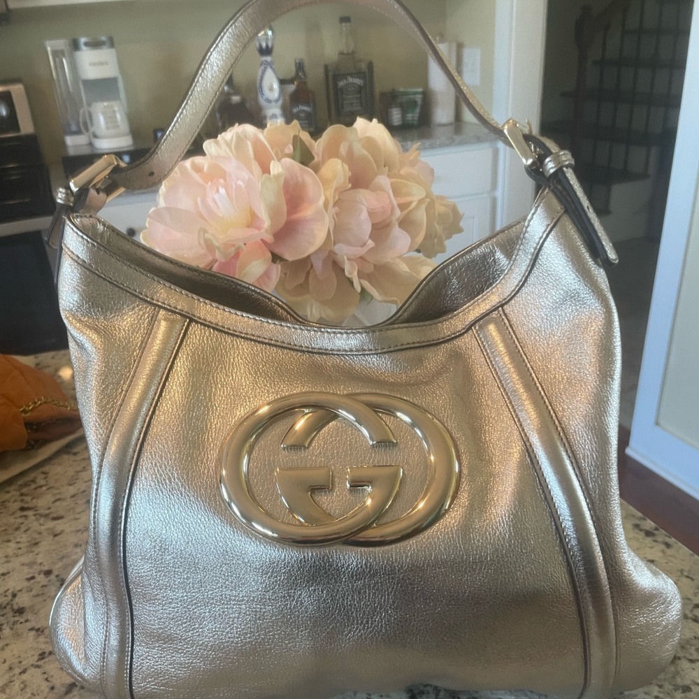 Gucci Britt Champagne Hobo Bag